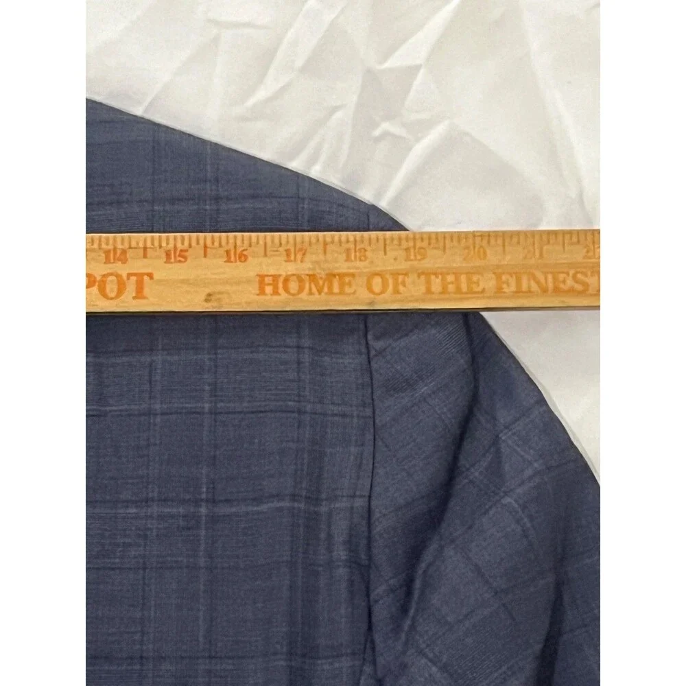 J Hilburn Blazer Mens 44R Blue Plaid Reda Flexo Stretch Wool Blend Sportscoat